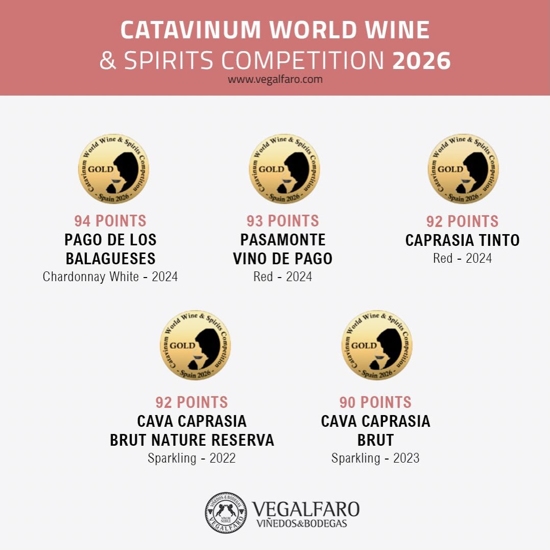 Cinco medallas de oro de Bodegas Vegalfaro en Catavinum 2026 con sus puntuaciones