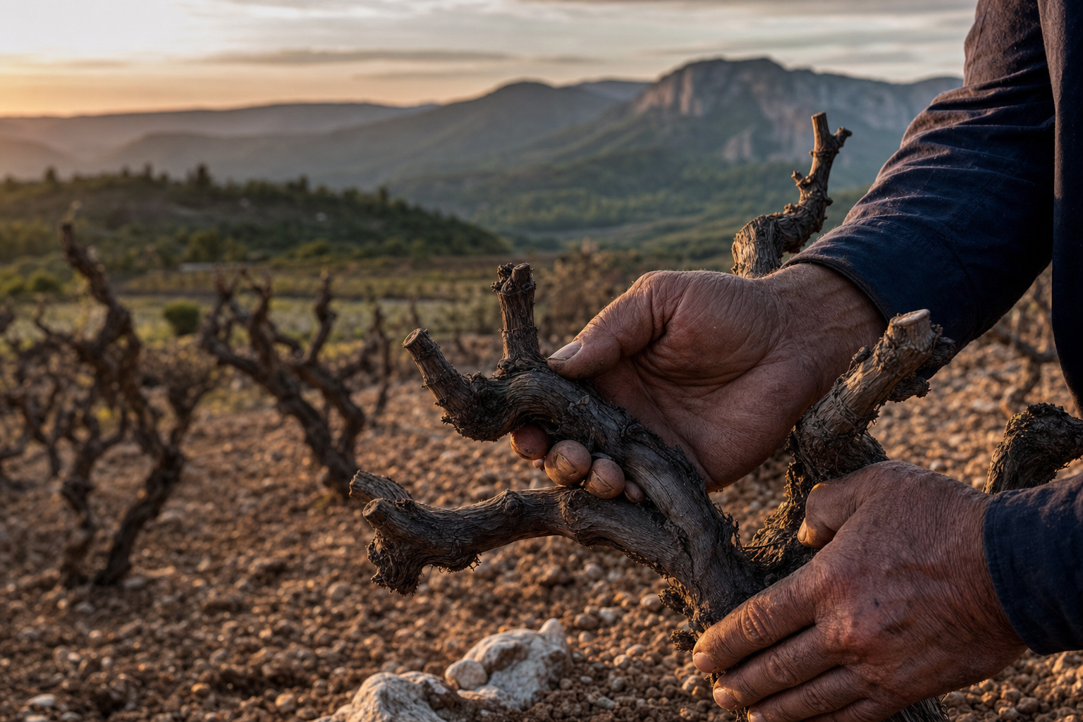Viñedos centenarios del Pago de los Balagueses en Requena, Bodegas Vegalfaro fundada por Rodolfo Valiente